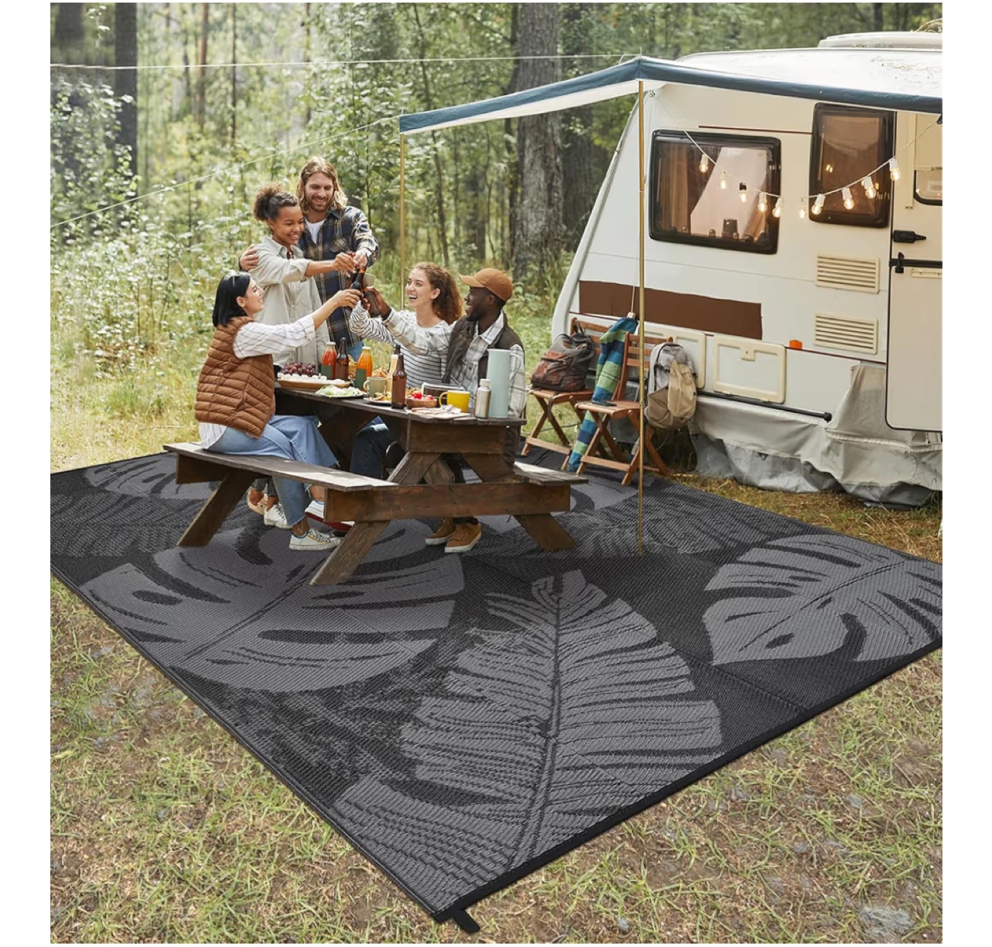 Indoor/Outdoor Tropical Leaf Area Rug 9x6 feet - photo 2