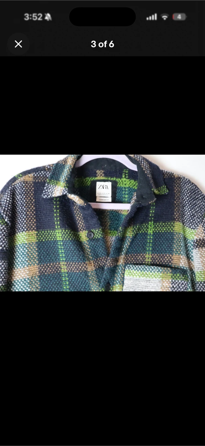 Zara Men's Checkered Navy and Green Shacket - photo 2