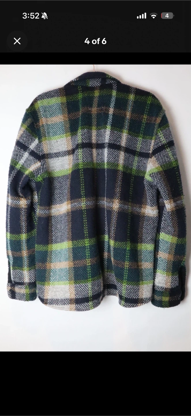 Zara Men's Checkered Navy and Green Shacket - photo 3