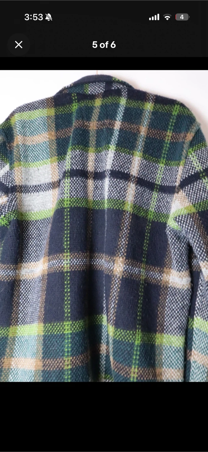 Zara Men's Checkered Navy and Green Shacket - photo 5