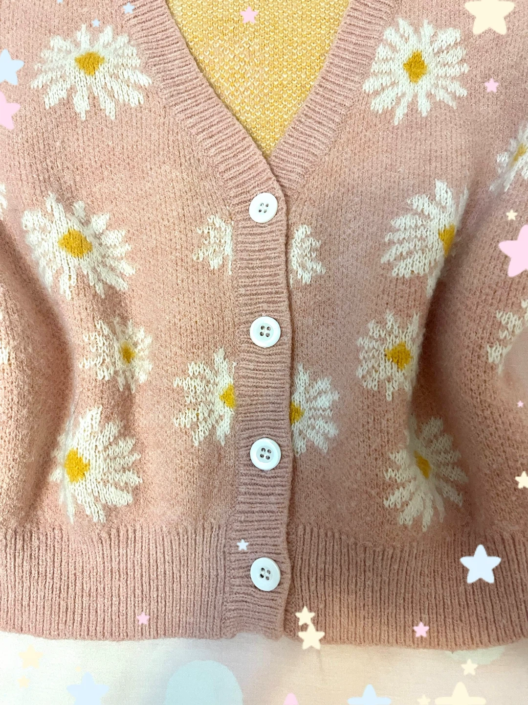 Pink daisy knit vest cardigan - photo 2
