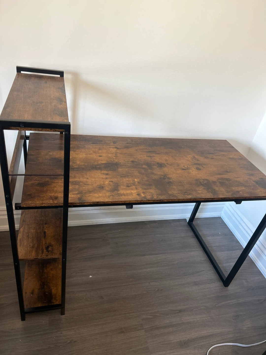 HOMIDEC Computer Desk with Side Shelf and Drawer - Rustic Brown - photo 2