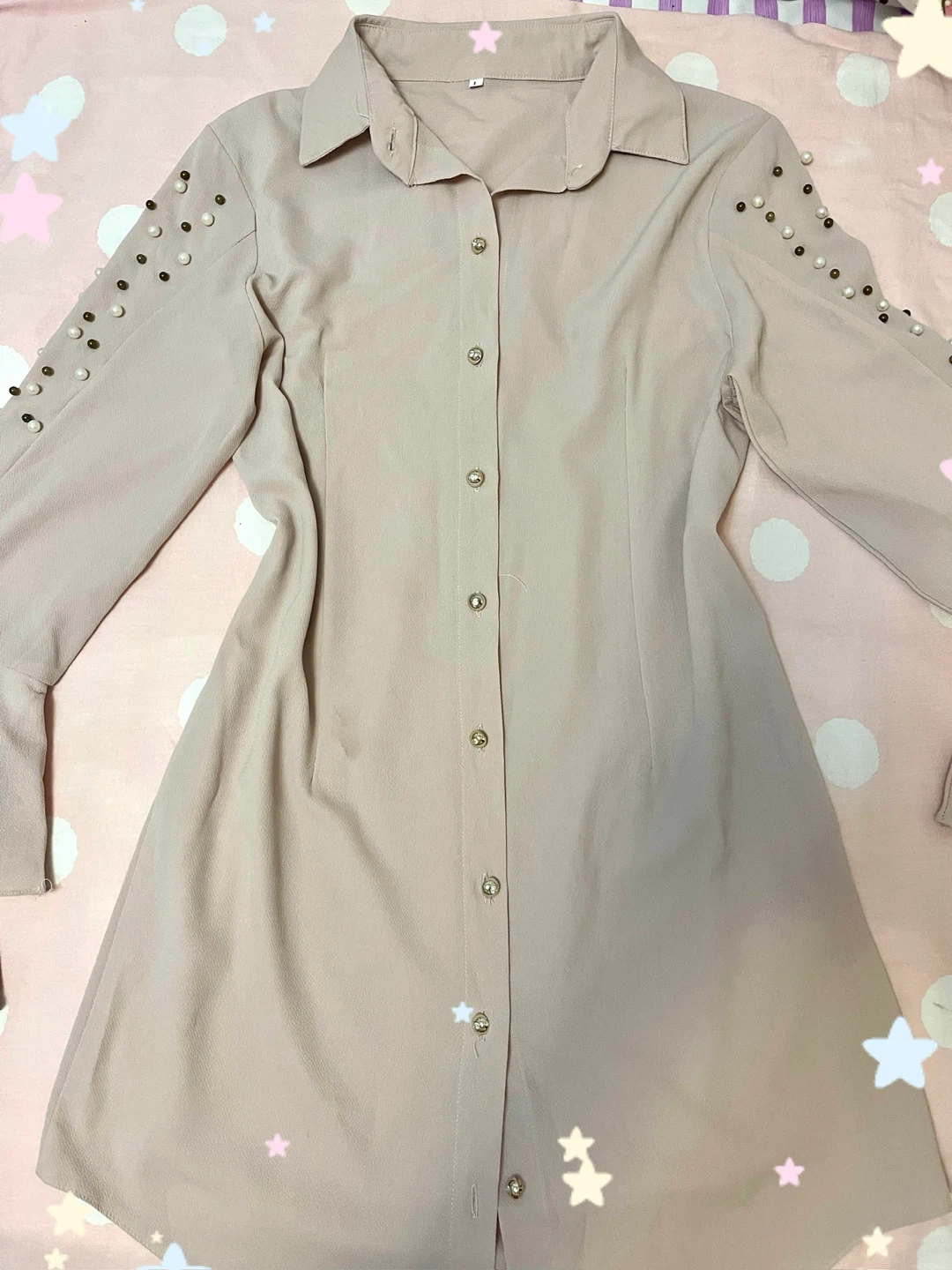 Aesthetic pink pearl button up blouse - photo 2