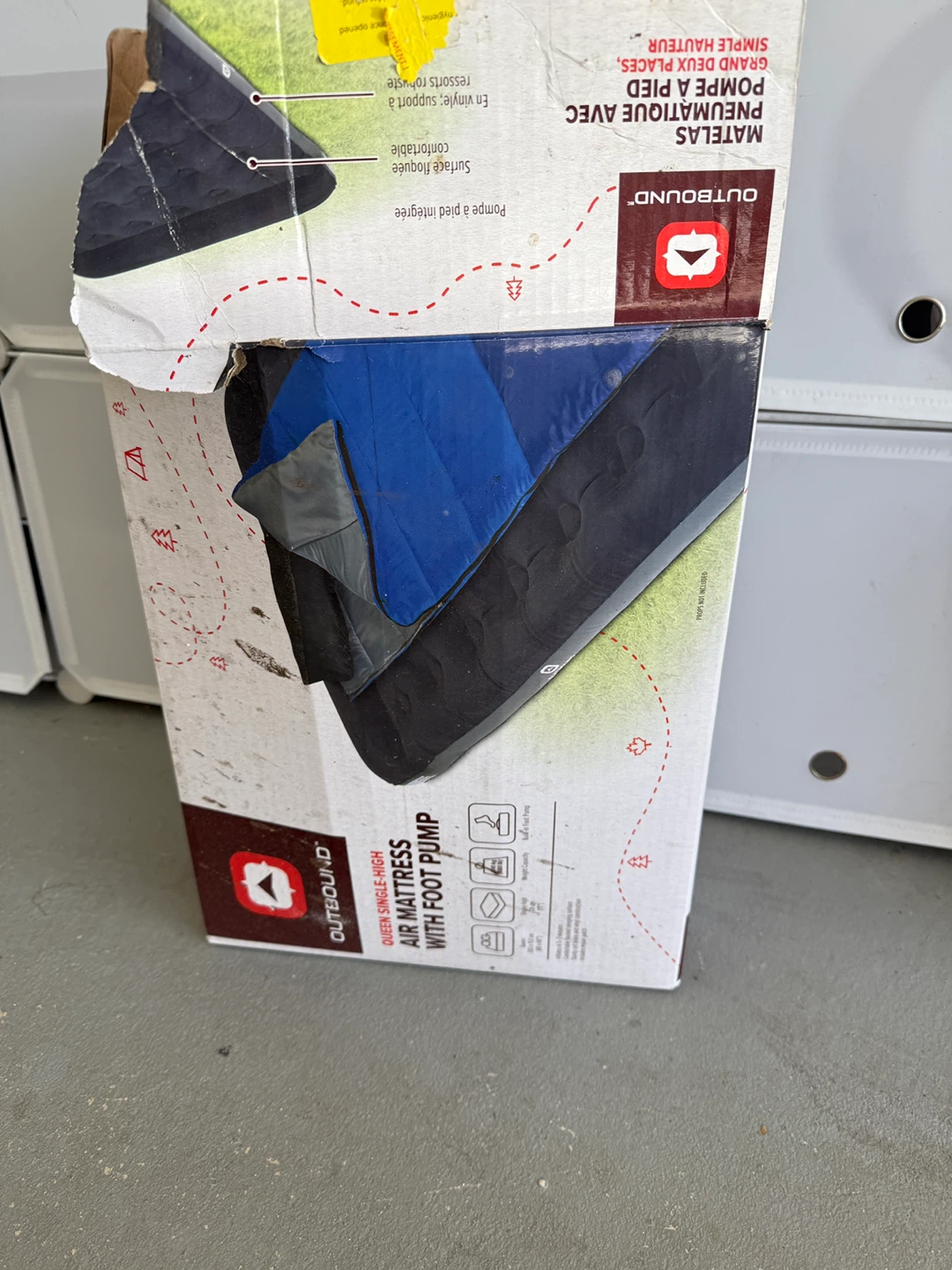 Outbound Queen Single-High Air Mattress with Foot Pump