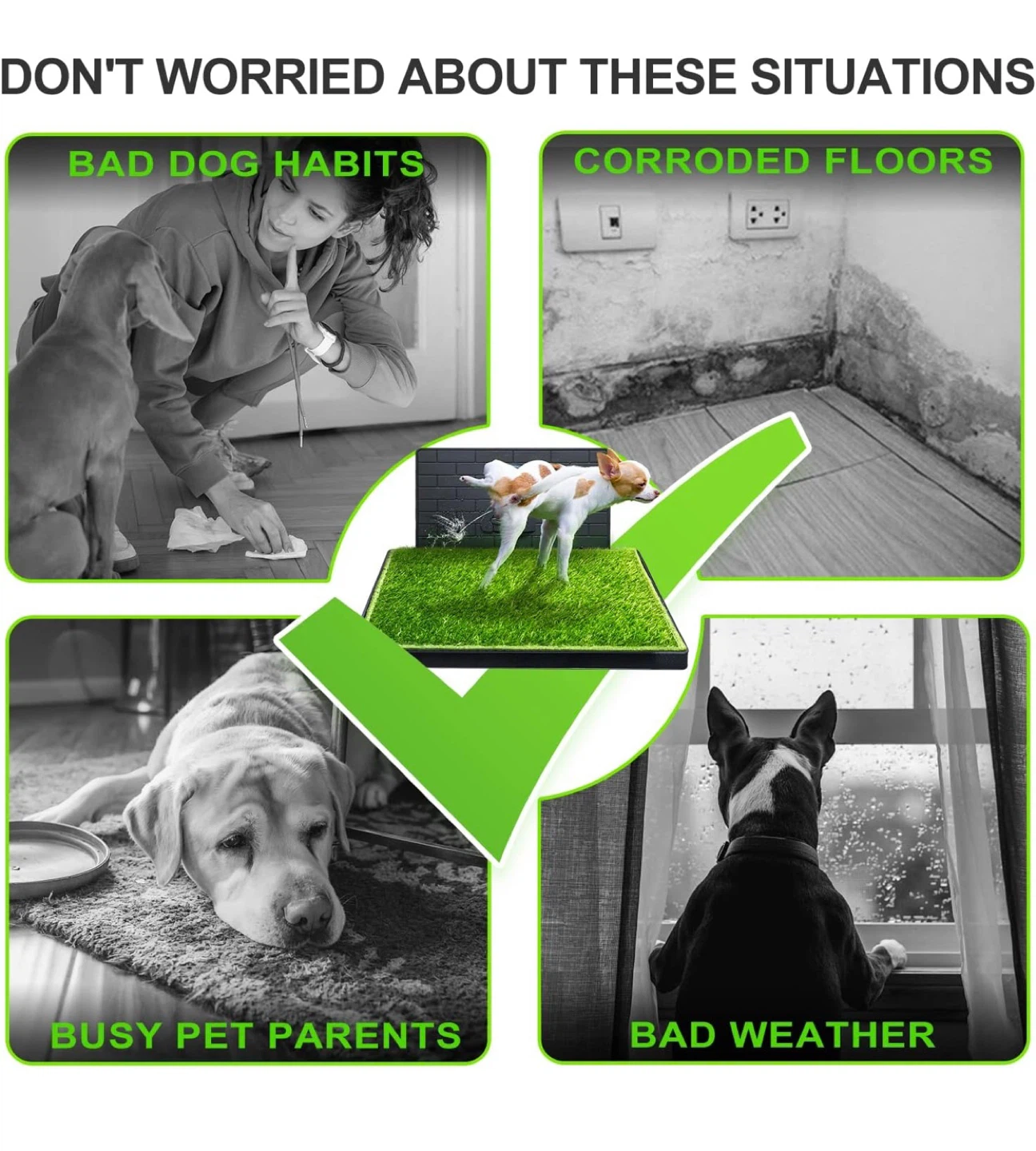 Dog Grass Potty Pad – 2 Turf Pads + Tray, Indoor/Outdoor, Easy C - photo 4