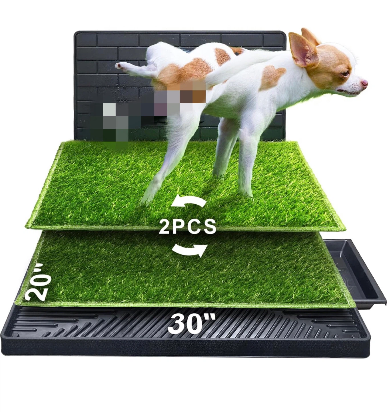 Dog Grass Potty Pad – 2 Turf Pads + Tray, Indoor/Outdoor, Easy C - photo 2
