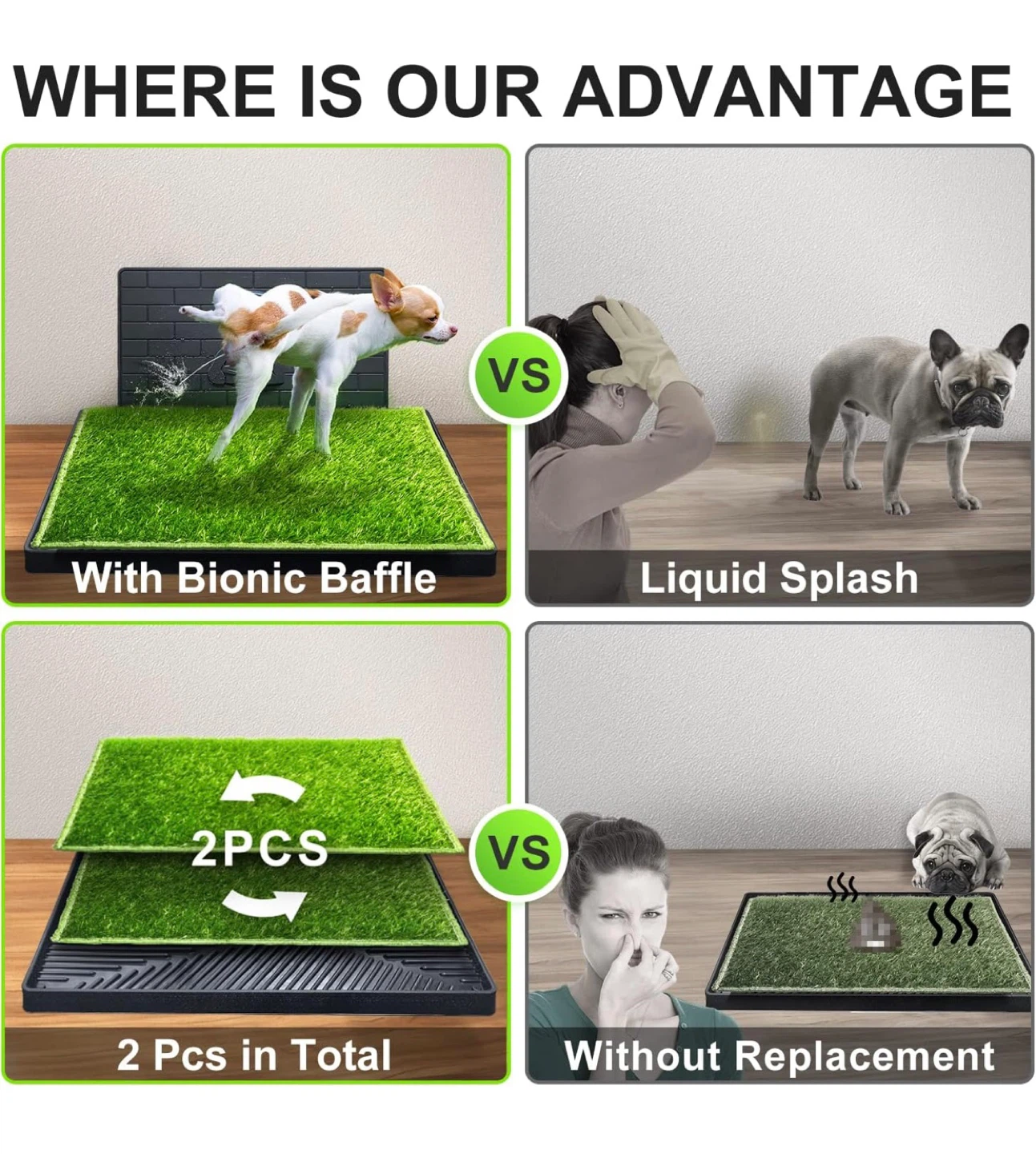 Dog Grass Potty Pad – 2 Turf Pads + Tray, Indoor/Outdoor, Easy C - photo 5