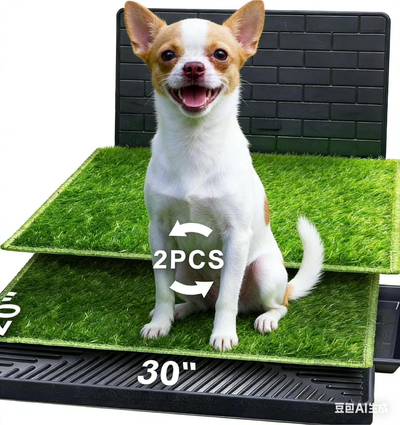 Dog Grass Potty Pad – 2 Turf Pads + Tray, Indoor/Outdoor, Easy C