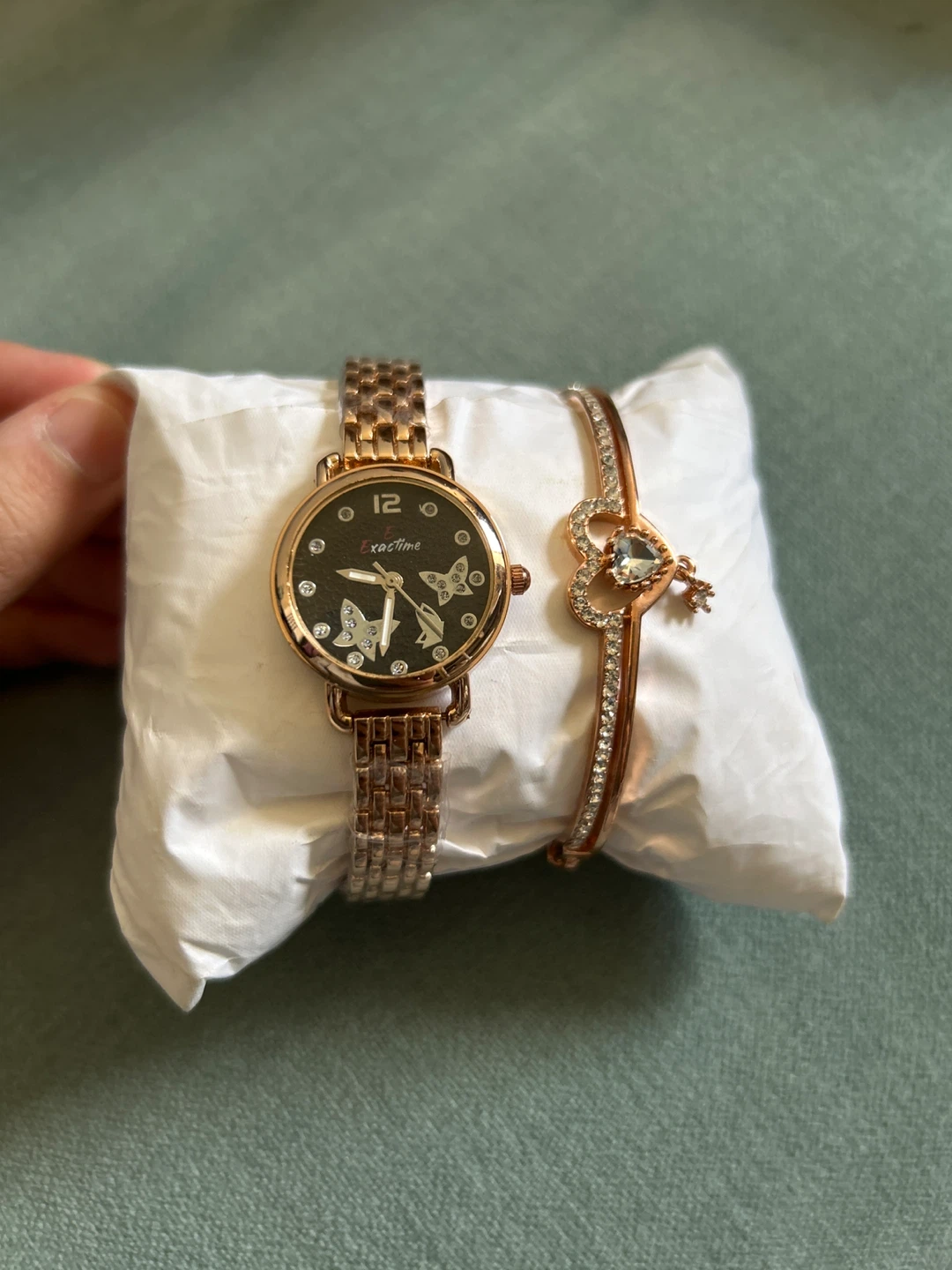 Rose Gold Watch and Bracelet Set