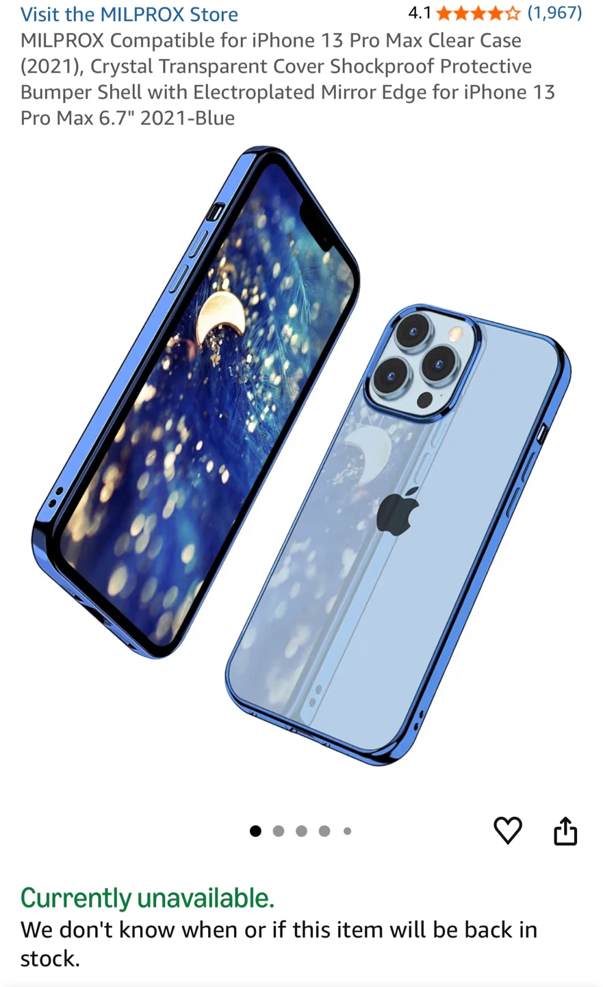 MILPROX Compatible for iPhone 13 Pro Max Clear Case - Blue - photo 3
