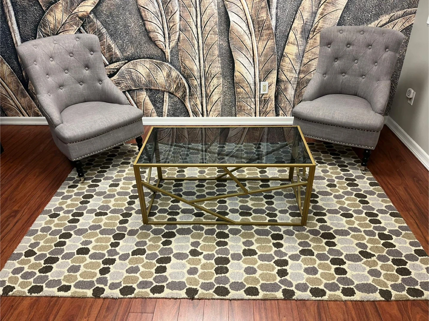 New Modern Gold Metal Frame Glass Top Coffee Table