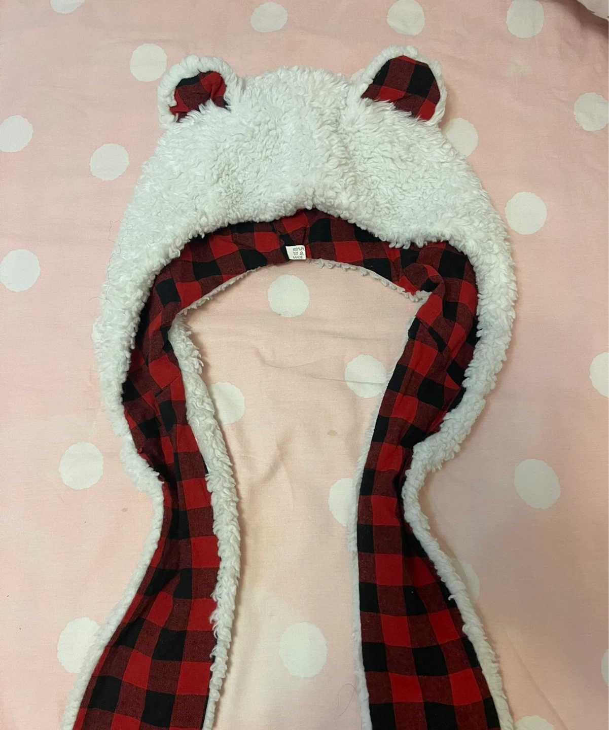 White & Plaid 3in1 Bear Hat - photo 2
