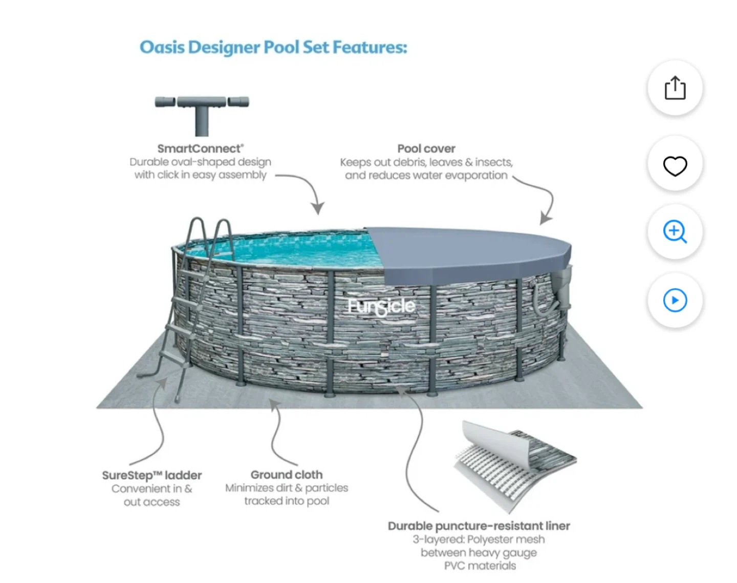 Funsicle 16ft x 48in Round Oasis Designer Pool Set with Pump - photo 4
