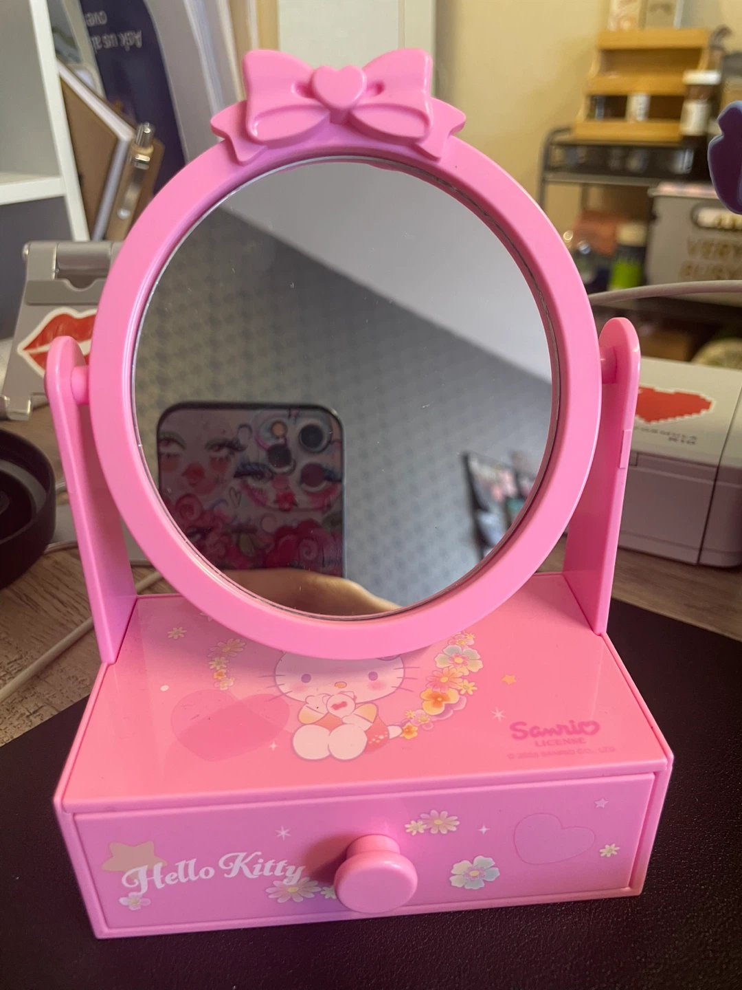 Hello Kitty Pink Mini Vanity Mirror with Drawer