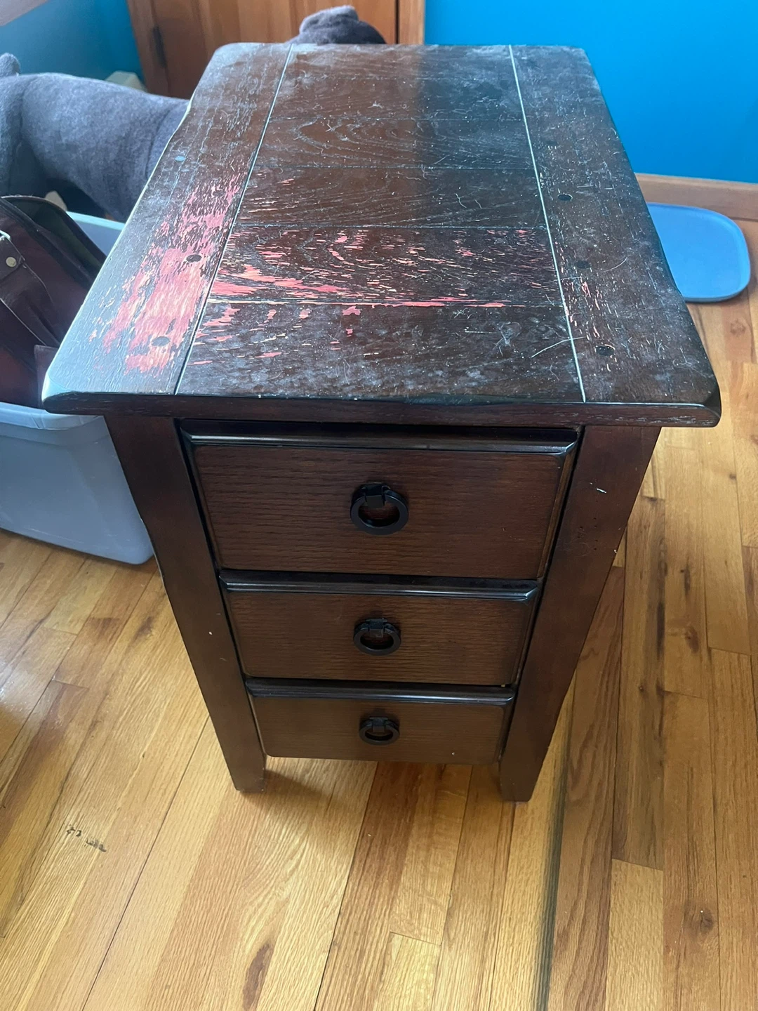 Wooden End Table with 3 Drawers