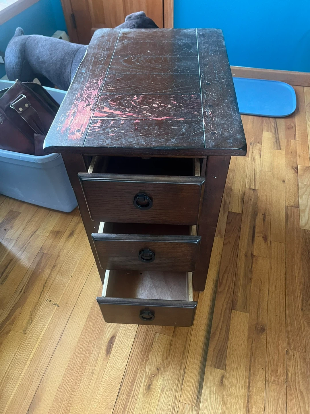 Wooden End Table with 3 Drawers - photo 2