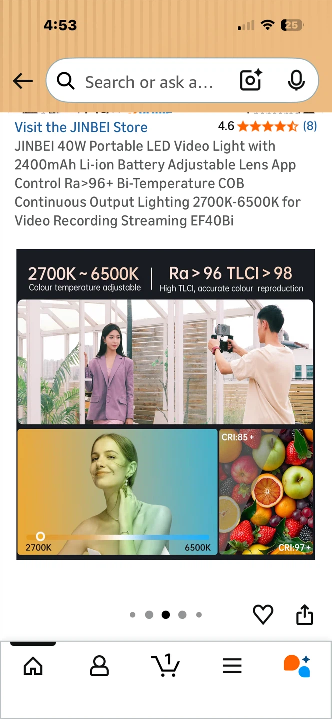 JINBEI 40W Portable LED Video Light EF40Bi - photo 4