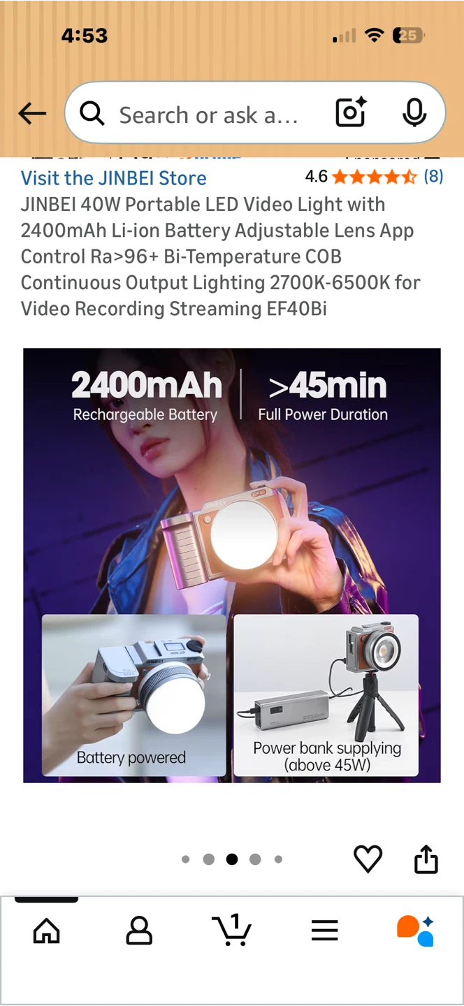 JINBEI 40W Portable LED Video Light EF40Bi - photo 5