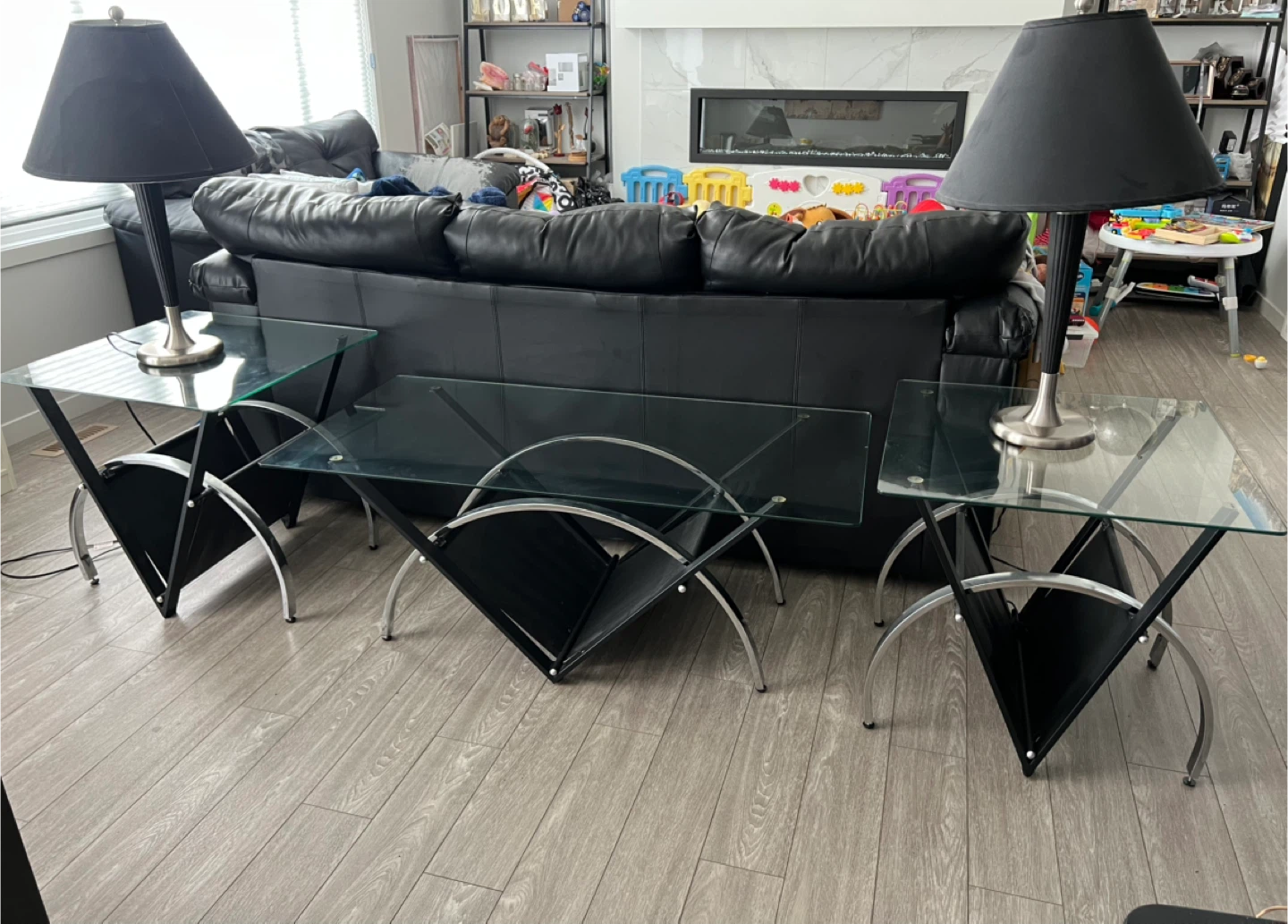 Set of 3 Modern Glass Coffee and End Tables