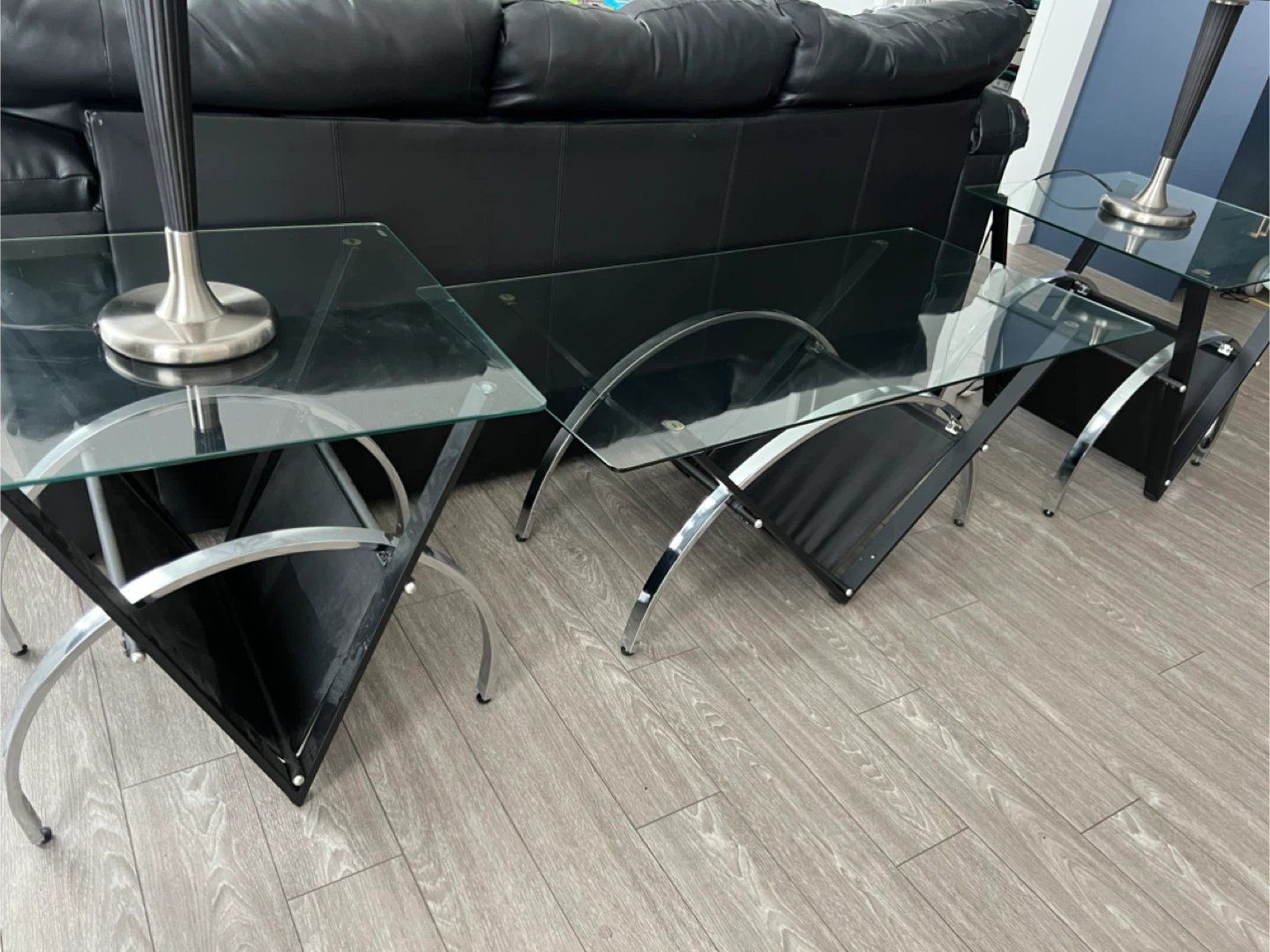 Set of 3 Modern Glass Coffee and End Tables - photo 4
