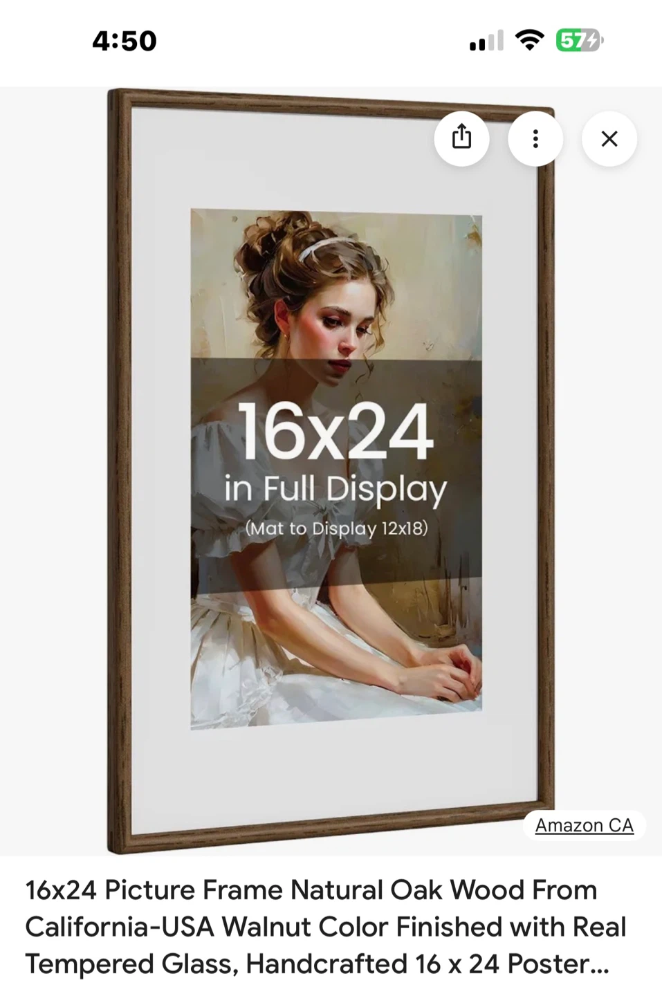 🥕New in box-16x24 Picture Frame Natural Oak Wood, Walnut Finish