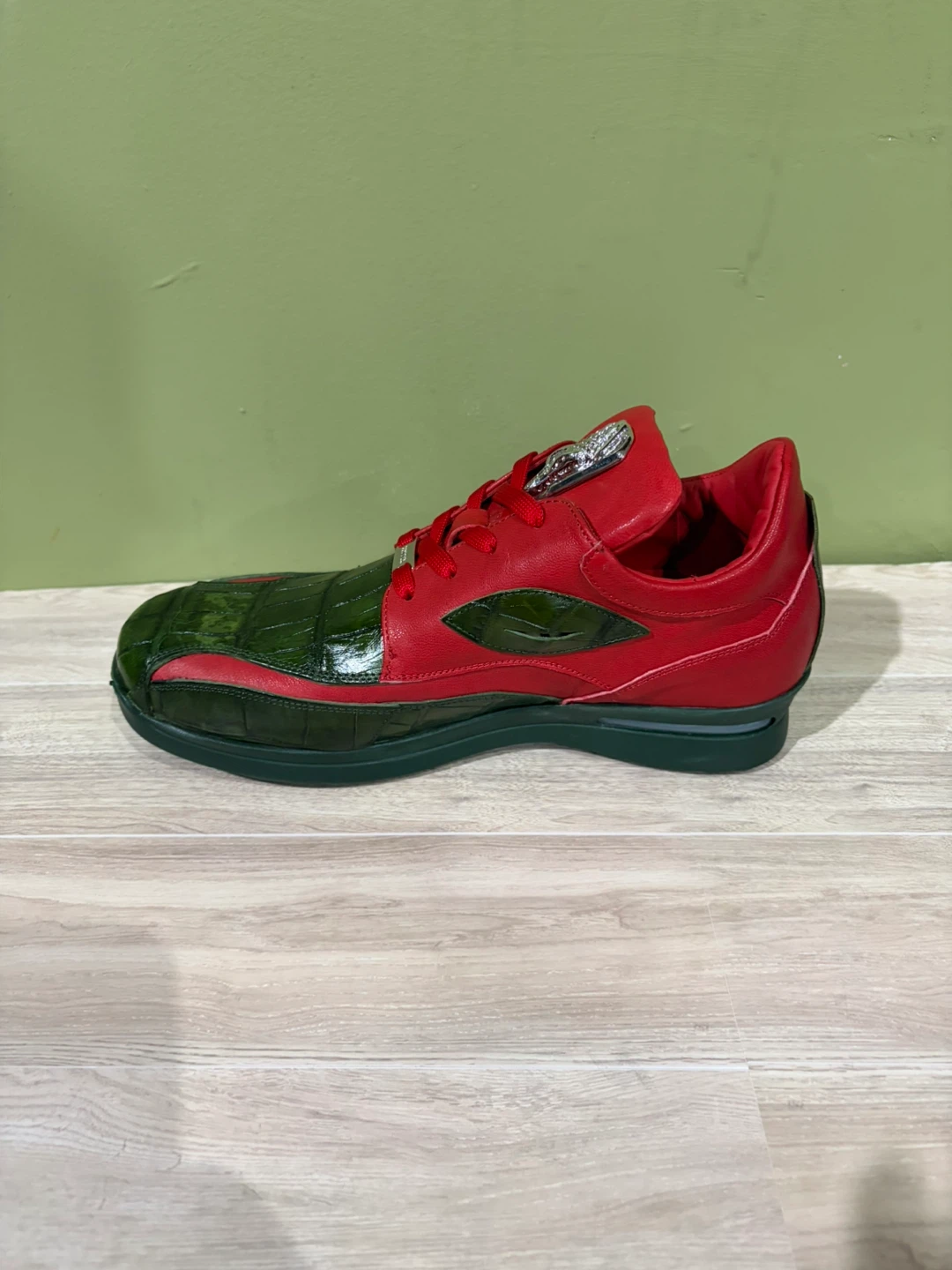 Fennix Italy Men's Red and Green alligator Leather Sneakers - photo 3