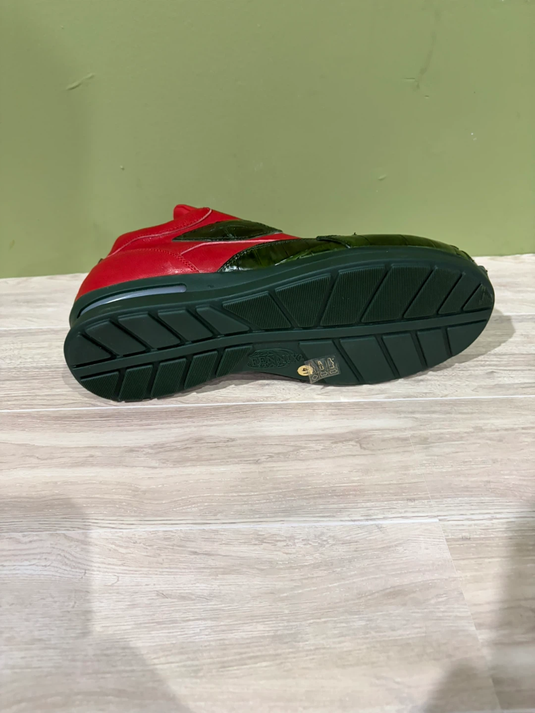 Fennix Italy Men's Red and Green alligator Leather Sneakers - photo 5