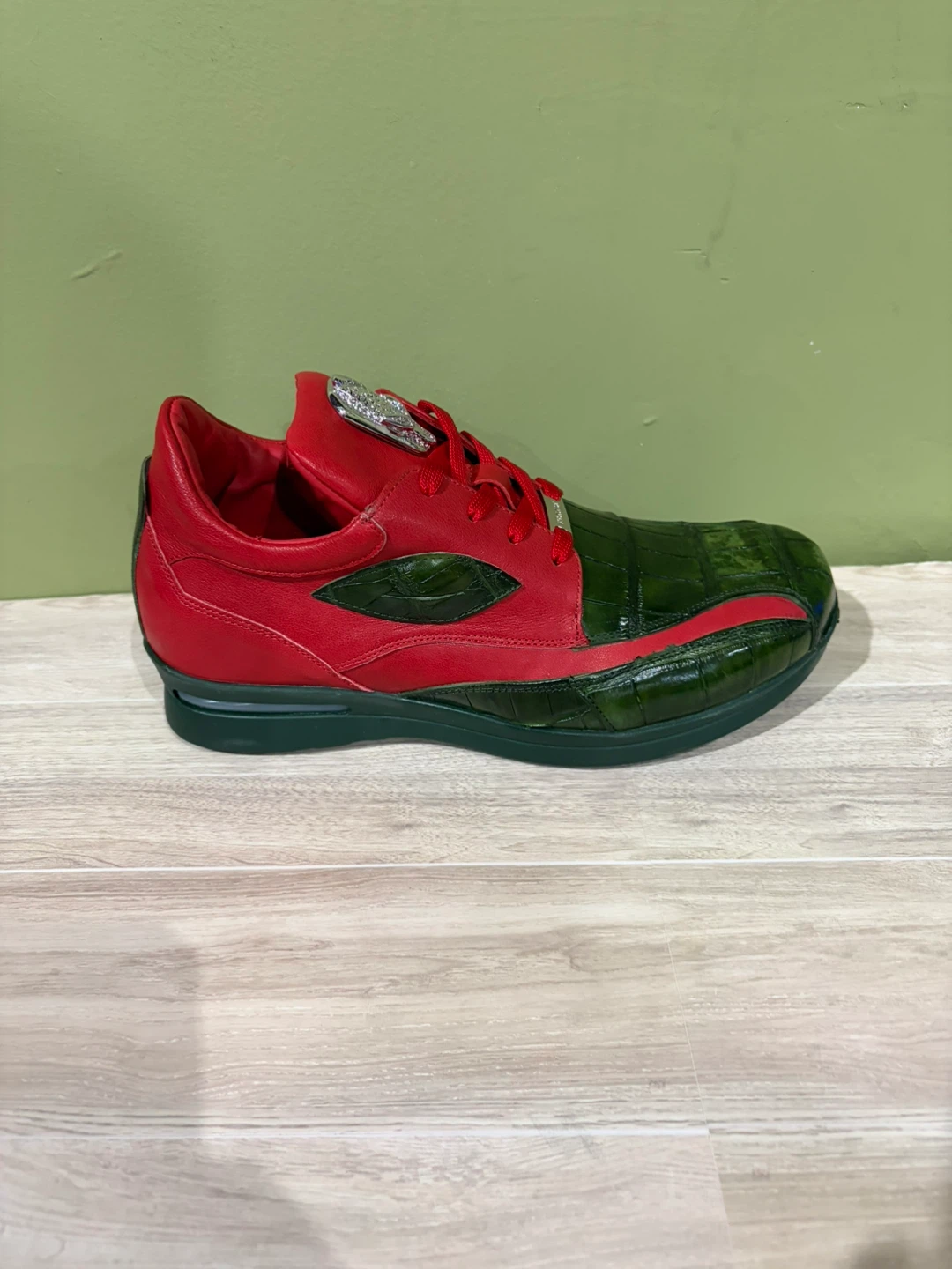 Fennix Italy Men's Red and Green alligator Leather Sneakers - photo 2