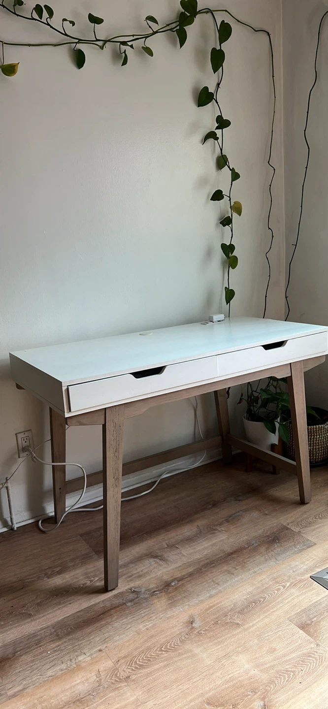 White Desk with Two Drawers