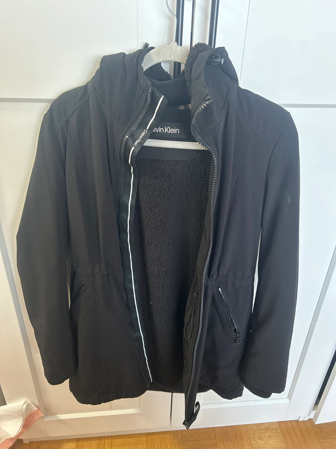 Calvin Klein Black Fleece-Lined Parka Jacket
