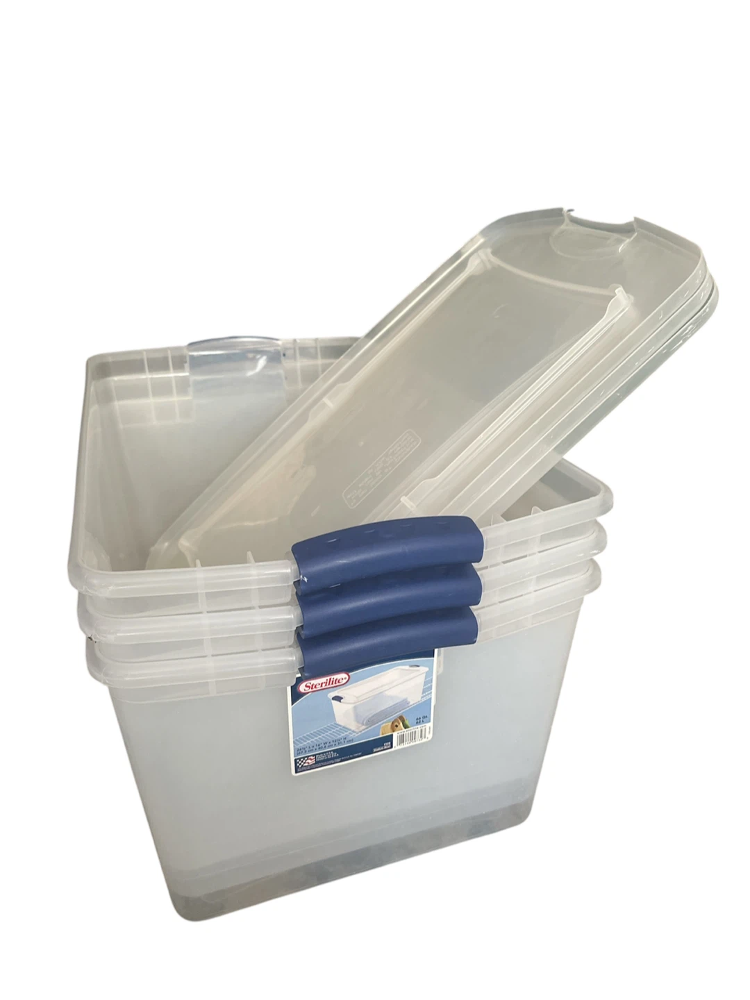 Sterilite 66 Qt Clear Storage Totes with Lids (3-Pack) - photo 2
