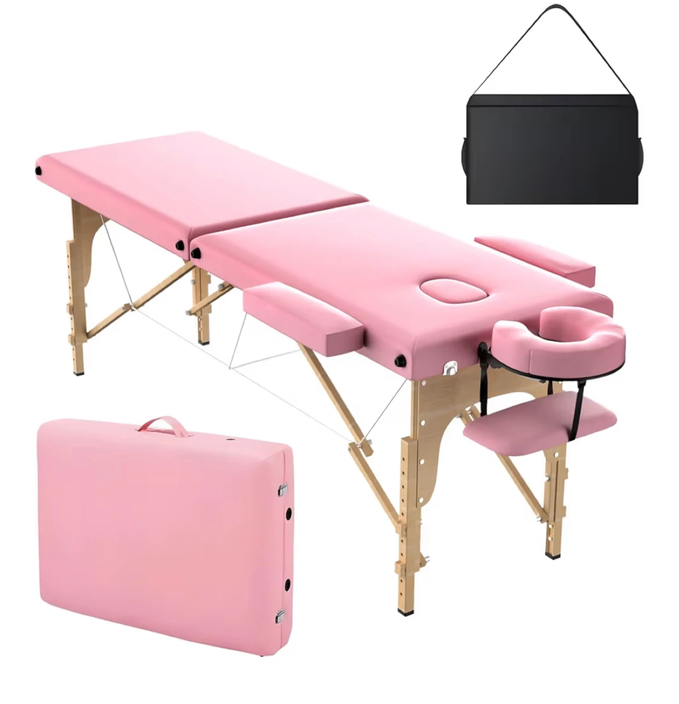Pink Portable Massage Table with Face Cradle