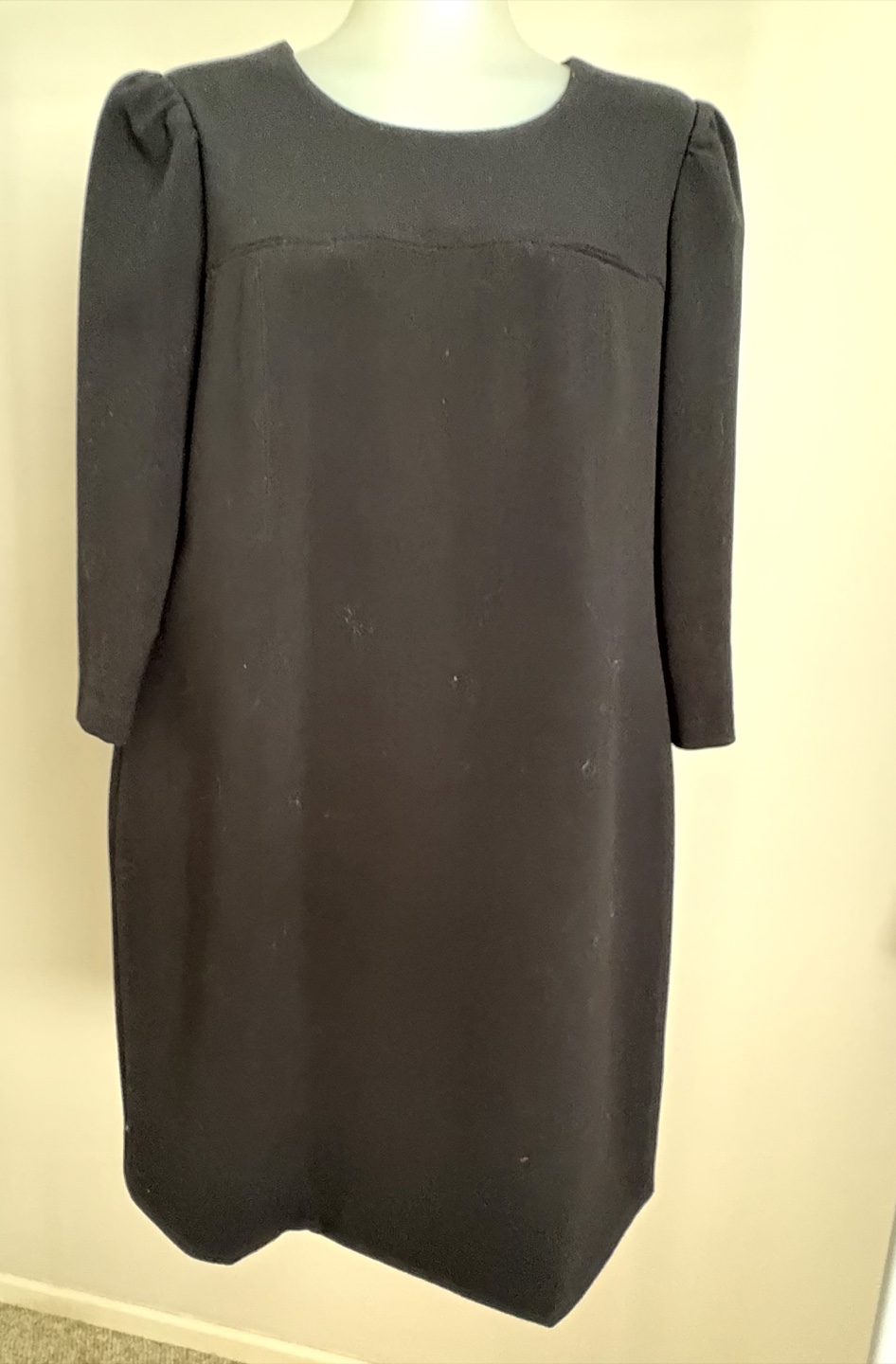 Black A-Line Dress with Puff Sleeves - photo 3