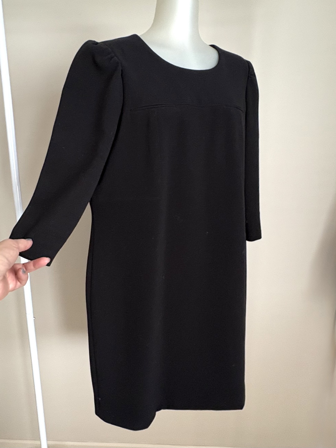 Black A-Line Dress with Puff Sleeves