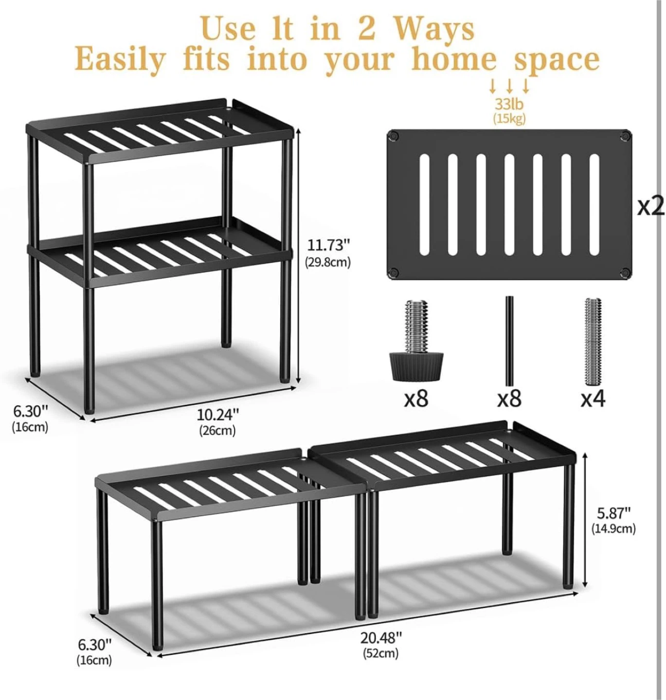 2-Tier Stackable Storage Shelf Organizer - photo 3