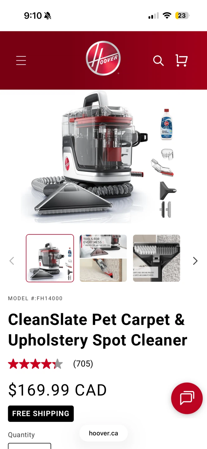 Hoover Cleanslate Spot Upholstery cleaner with Cleaning solution - photo 3