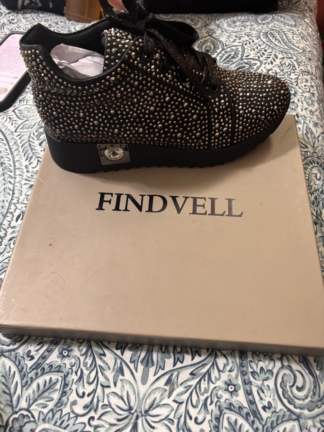 FINDVELL Black Rhinestone Sneakers - photo 3