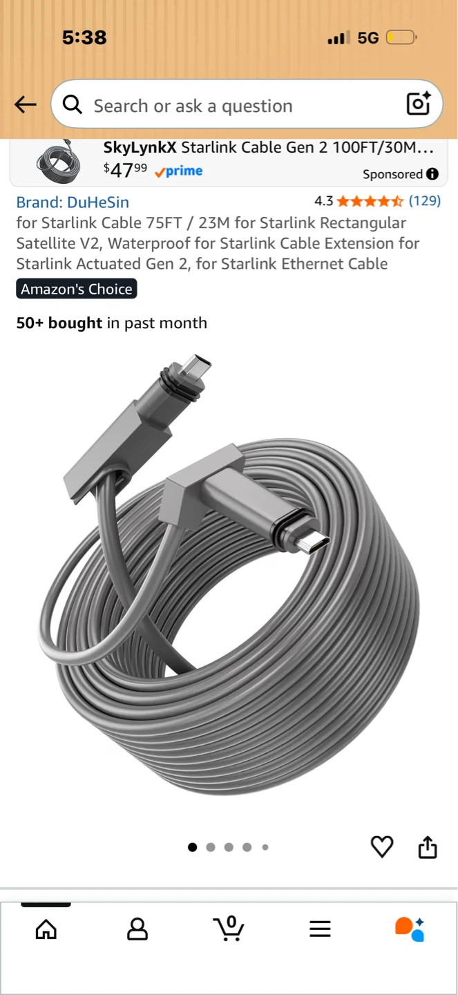 Starlink Cable Gen 2 75FT/23M Extension Cable