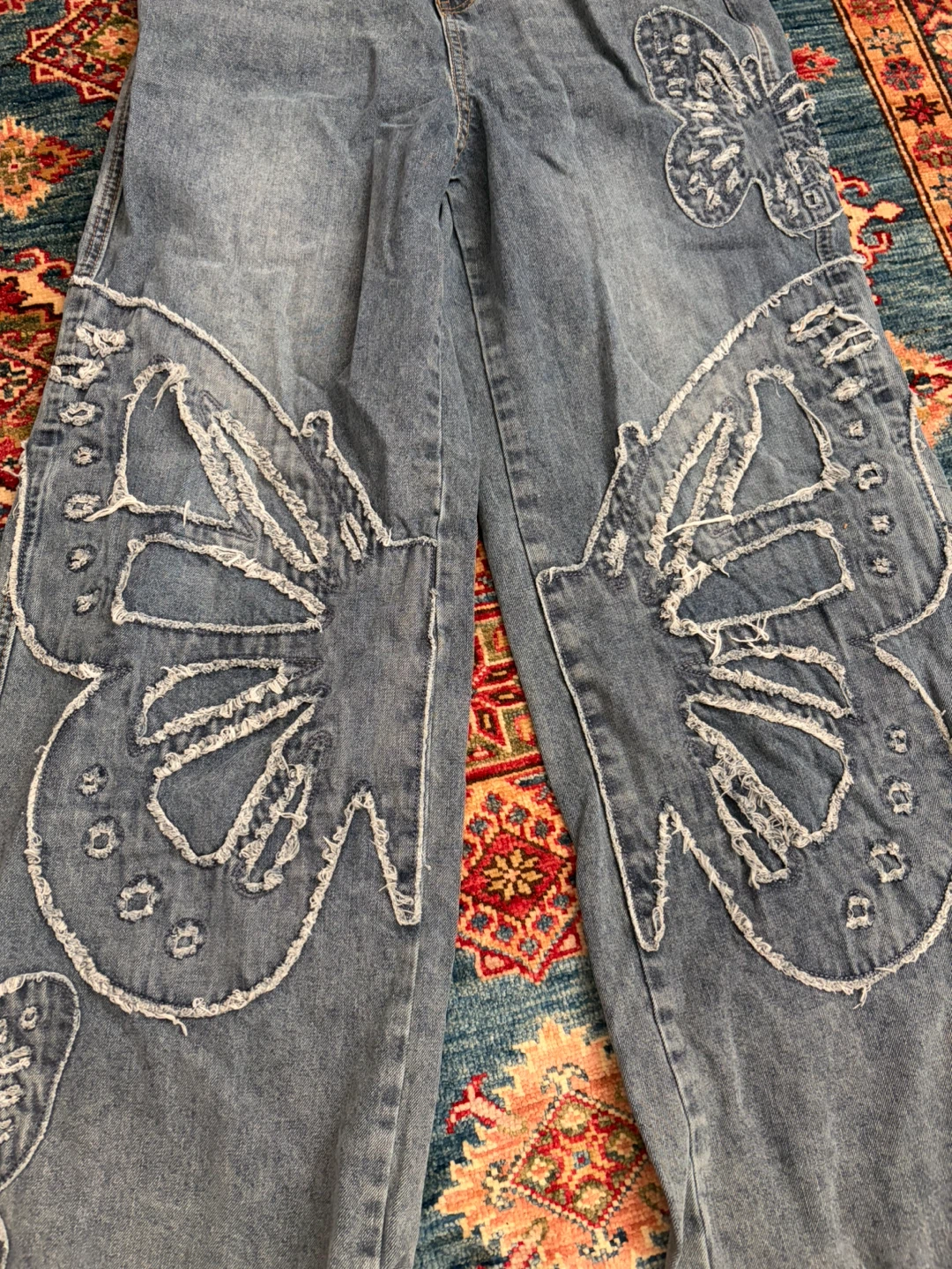 Women’s Wide Leg Jeans with Butterfly Appliqué - photo 4