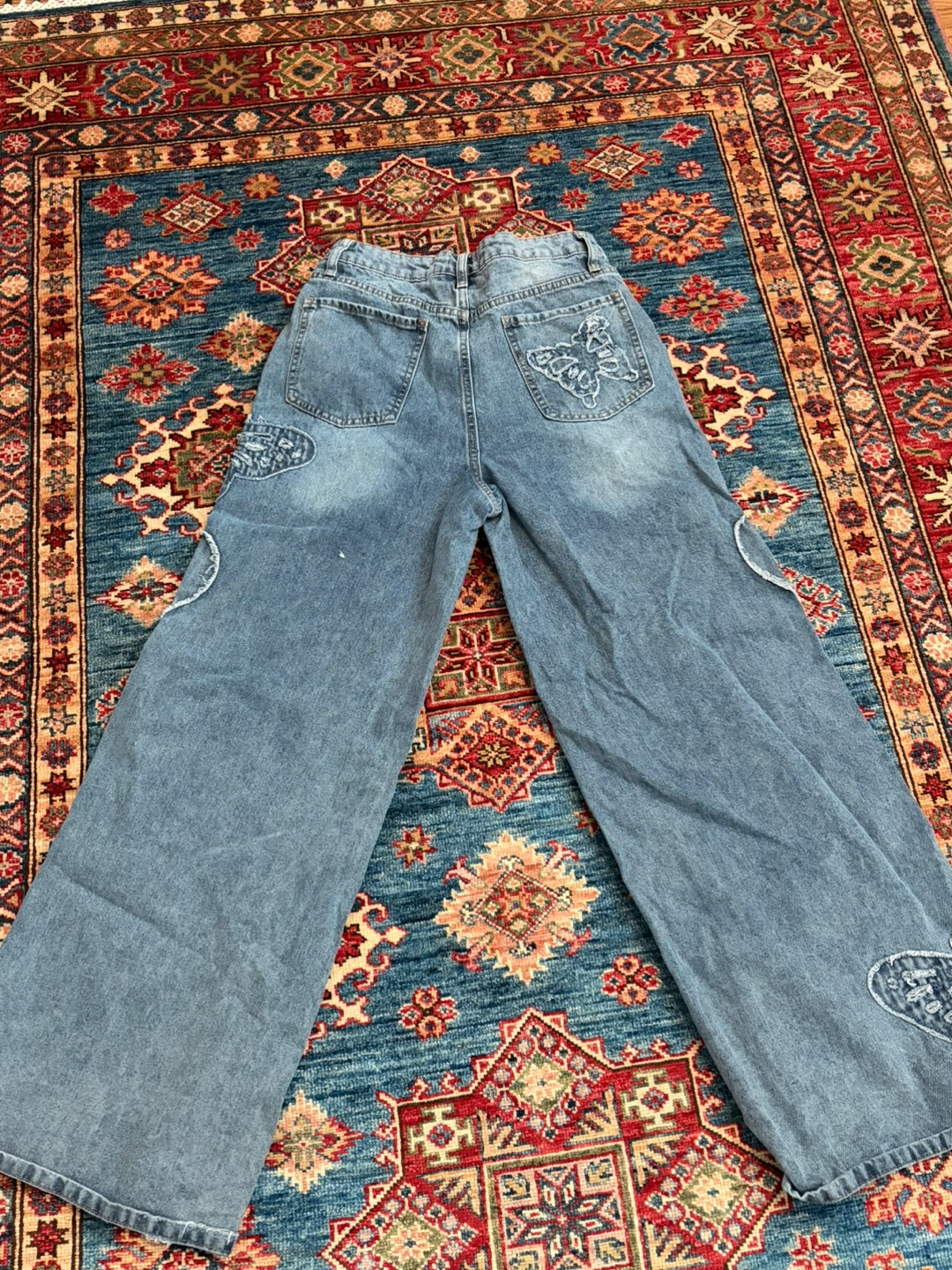 Women’s Wide Leg Jeans with Butterfly Appliqué - photo 2