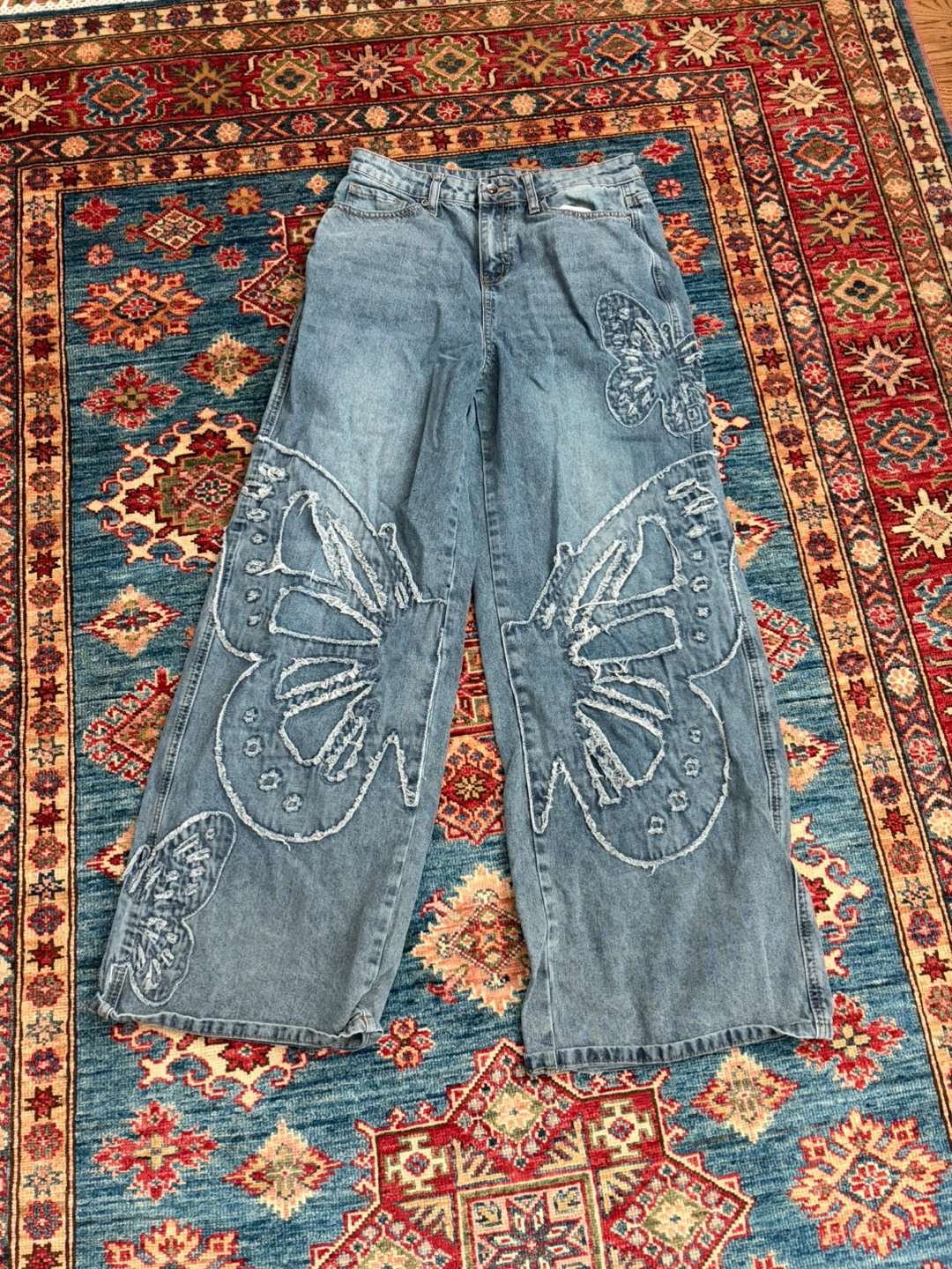 Women’s Wide Leg Jeans with Butterfly Appliqué