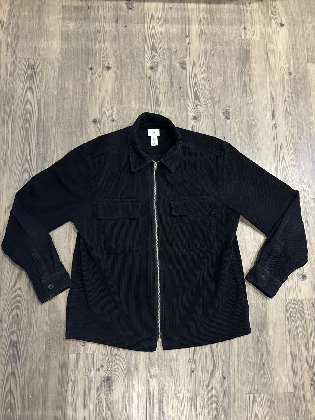H&M Medium Black Corduroy Zip-Front Jacket - photo 2