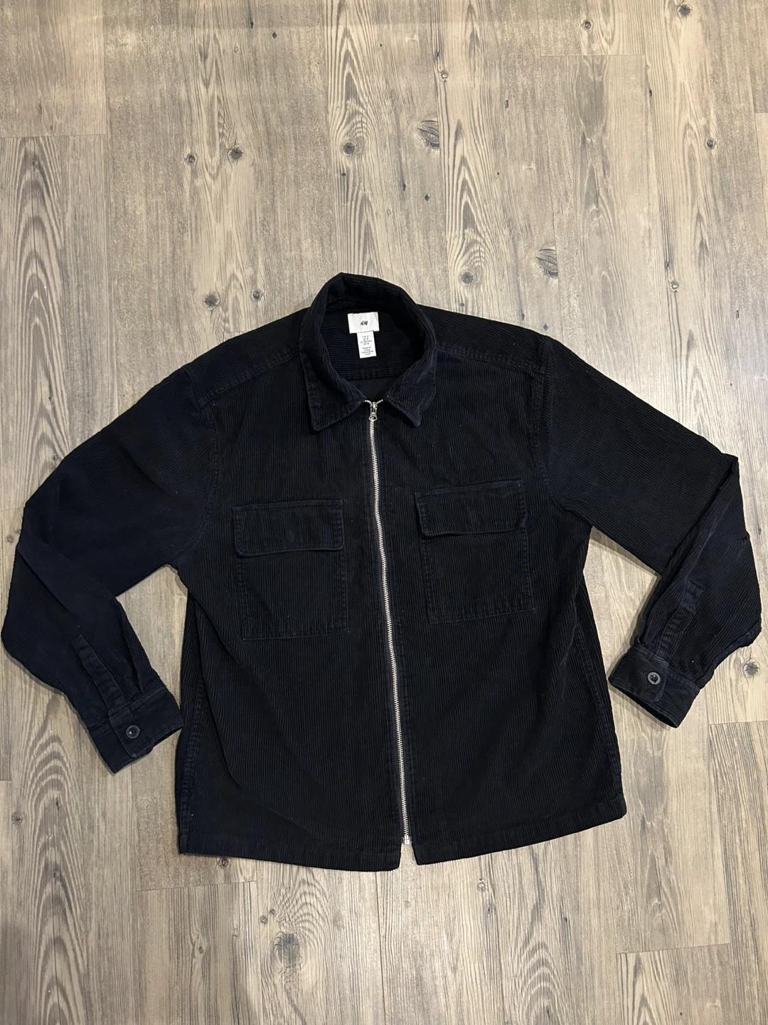 H&M Medium Black Corduroy Zip-Front Jacket - photo 5