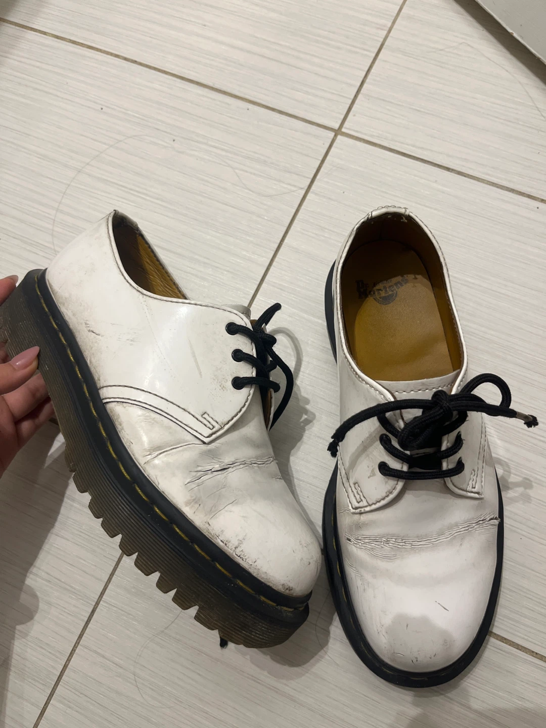 Dr. Martens White Leather Oxford Shoes
