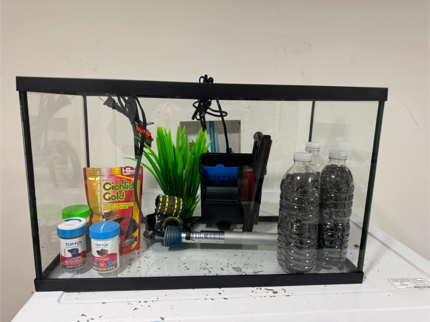Aquarium Kit with Filter, Food, and Accessories