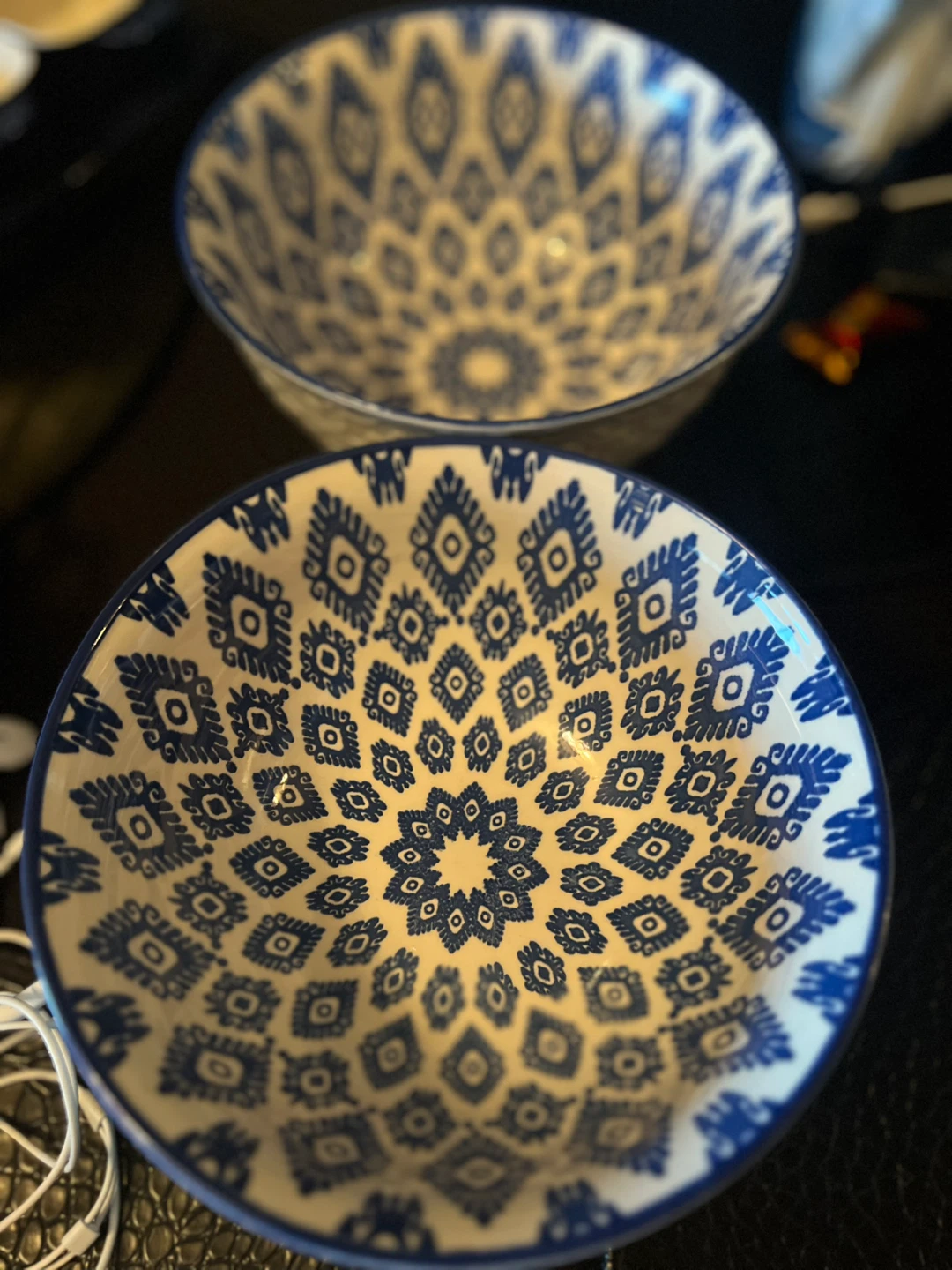 Two Ceramic Bowls with Blue and White Pattern - photo 2
