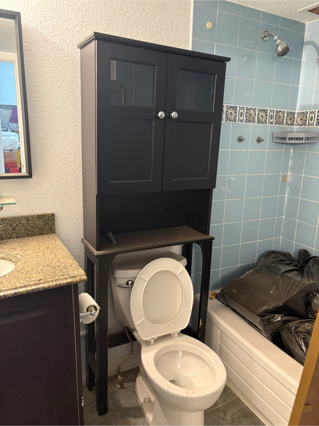 Black Over-the-Toilet Storage Cabinet