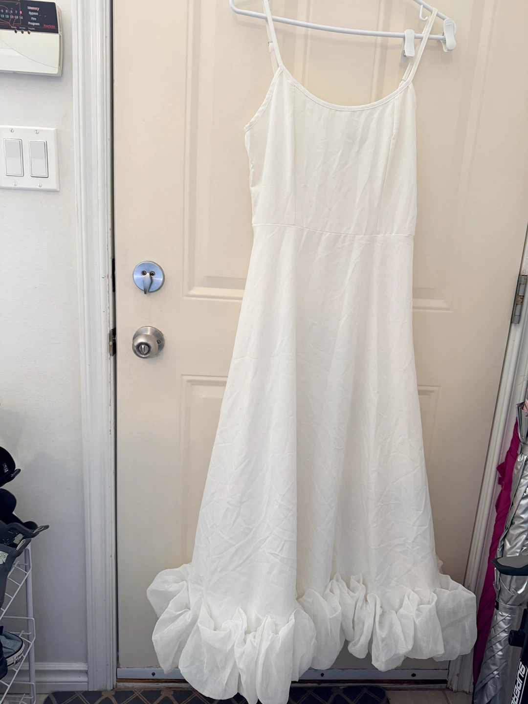 White Ruffled Maxi Dress size L