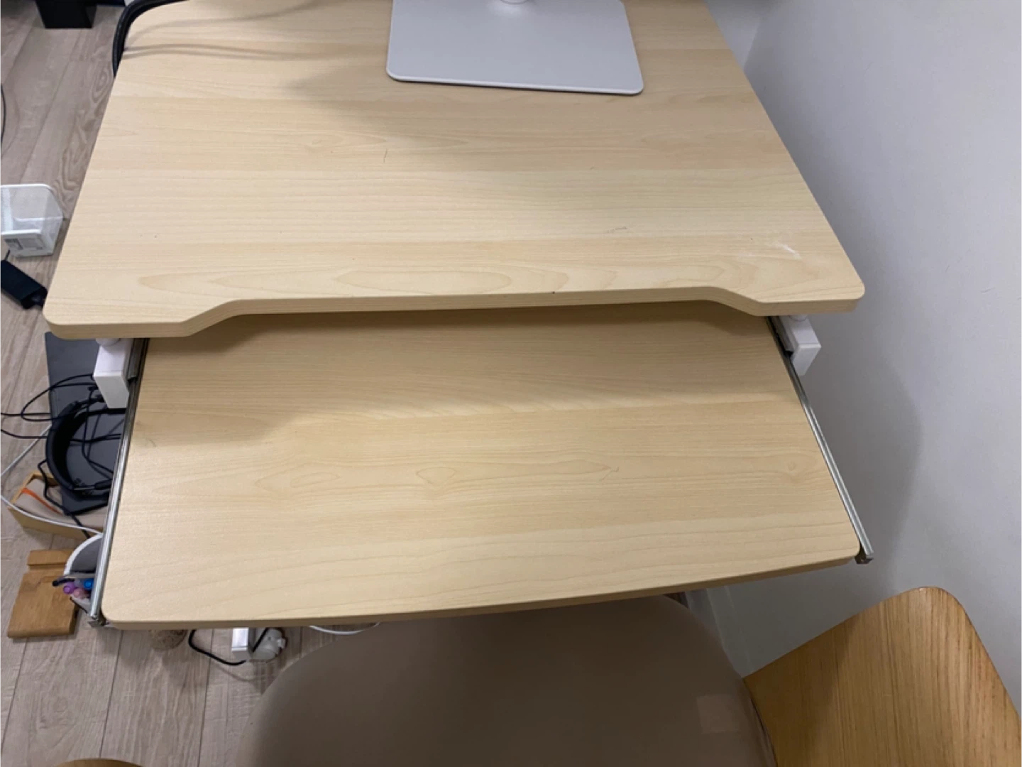 Woodgrain Desk with Pull-Out Keyboard Tray