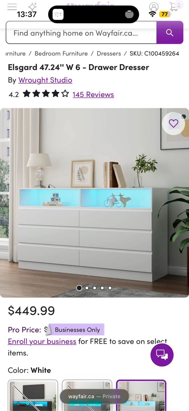 6-Drawer Dresser - White - photo 3